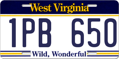 WV license plate 1PB650