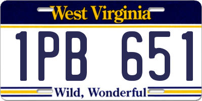 WV license plate 1PB651