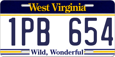 WV license plate 1PB654