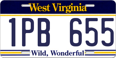 WV license plate 1PB655