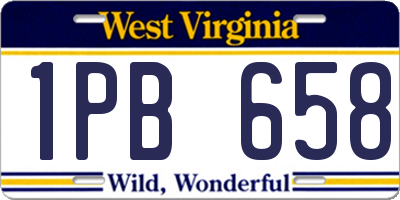 WV license plate 1PB658