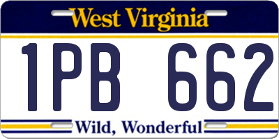 WV license plate 1PB662