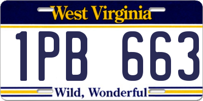 WV license plate 1PB663