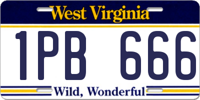 WV license plate 1PB666