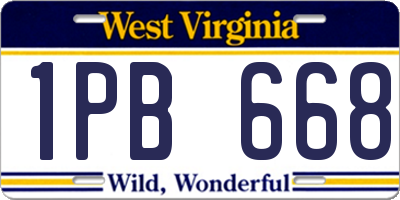 WV license plate 1PB668