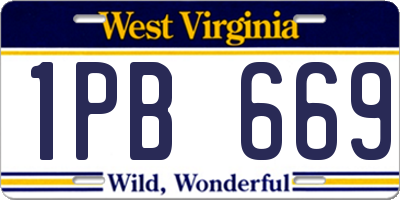 WV license plate 1PB669