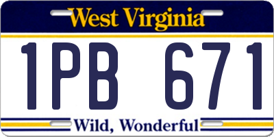 WV license plate 1PB671