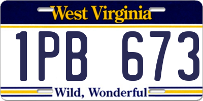 WV license plate 1PB673