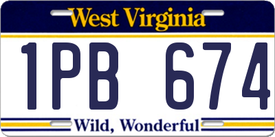 WV license plate 1PB674