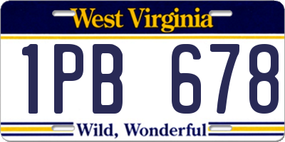 WV license plate 1PB678