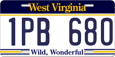 WV license plate 1PB680