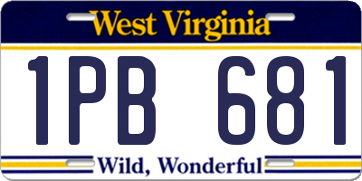 WV license plate 1PB681