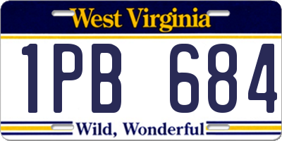 WV license plate 1PB684