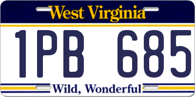 WV license plate 1PB685
