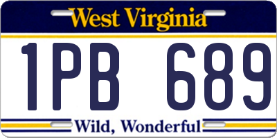 WV license plate 1PB689