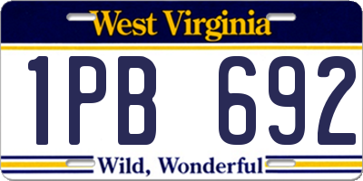 WV license plate 1PB692