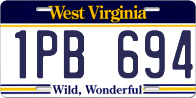 WV license plate 1PB694