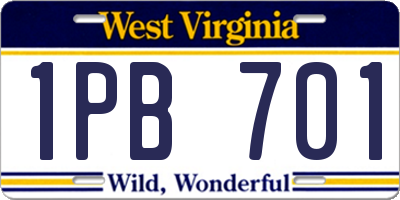 WV license plate 1PB701