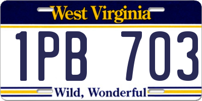 WV license plate 1PB703