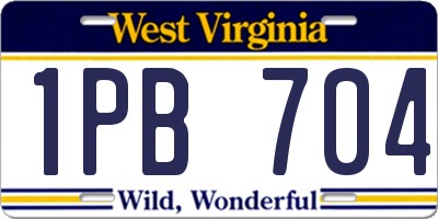 WV license plate 1PB704