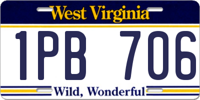 WV license plate 1PB706