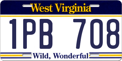 WV license plate 1PB708