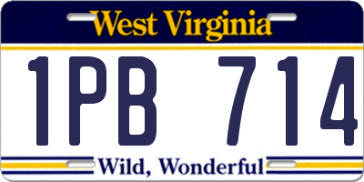 WV license plate 1PB714