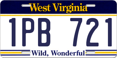 WV license plate 1PB721