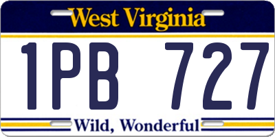 WV license plate 1PB727