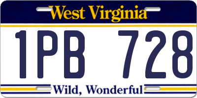 WV license plate 1PB728