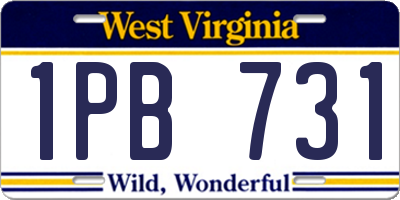 WV license plate 1PB731