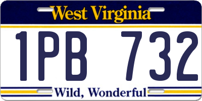 WV license plate 1PB732