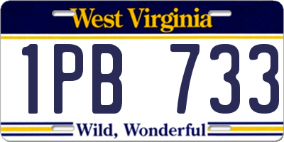WV license plate 1PB733