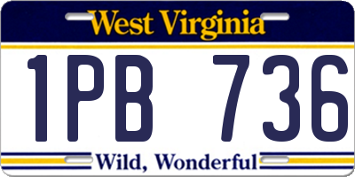 WV license plate 1PB736
