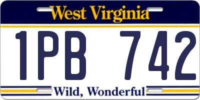 WV license plate 1PB742