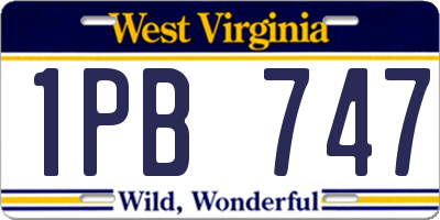 WV license plate 1PB747