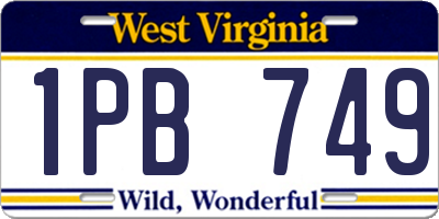 WV license plate 1PB749