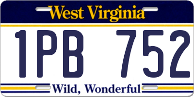 WV license plate 1PB752