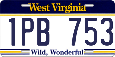 WV license plate 1PB753