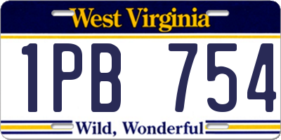 WV license plate 1PB754