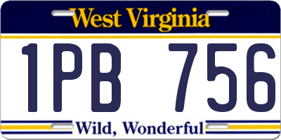 WV license plate 1PB756