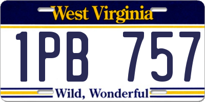 WV license plate 1PB757
