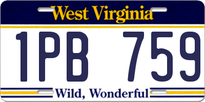 WV license plate 1PB759