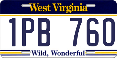 WV license plate 1PB760