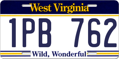 WV license plate 1PB762