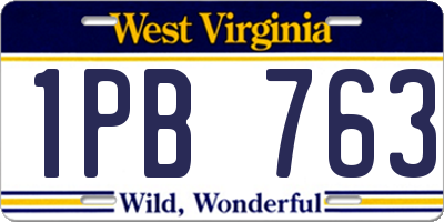 WV license plate 1PB763