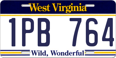 WV license plate 1PB764