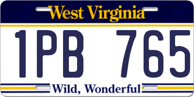WV license plate 1PB765