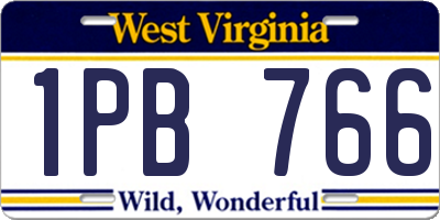 WV license plate 1PB766
