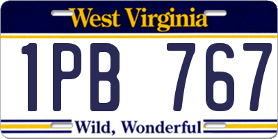 WV license plate 1PB767
